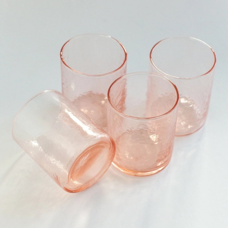 Handblown Hammered Glasses | Set of 4 | Blush