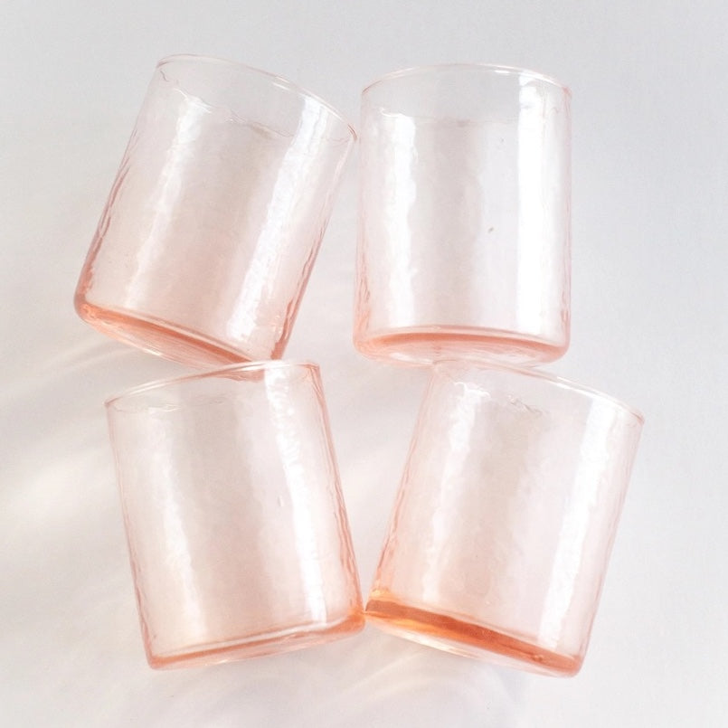Handblown Hammered Glasses | Set of 4 | Blush
