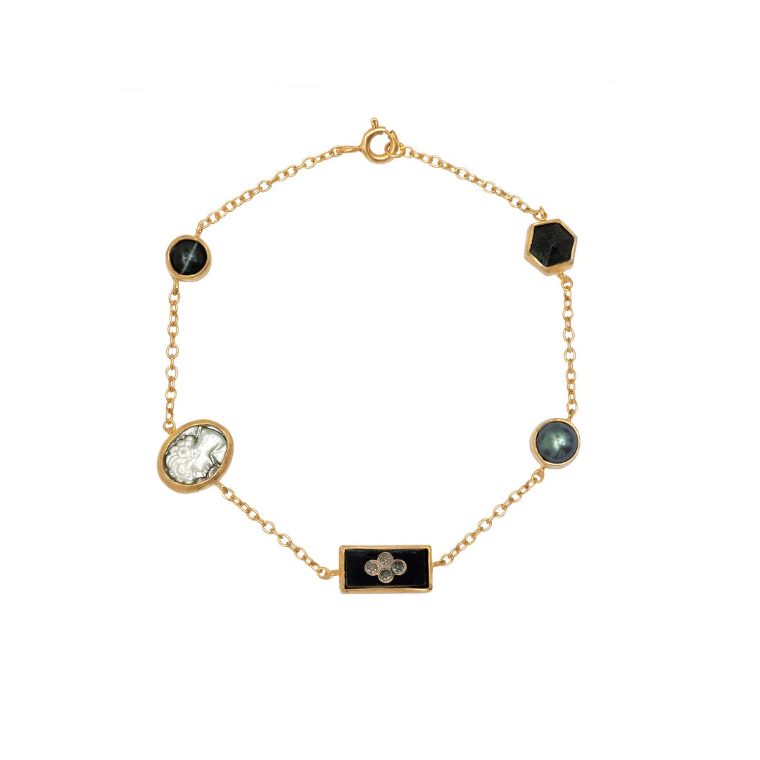 GRAINNE MORTON, FIVE MINI CHARM BRACELET, Black