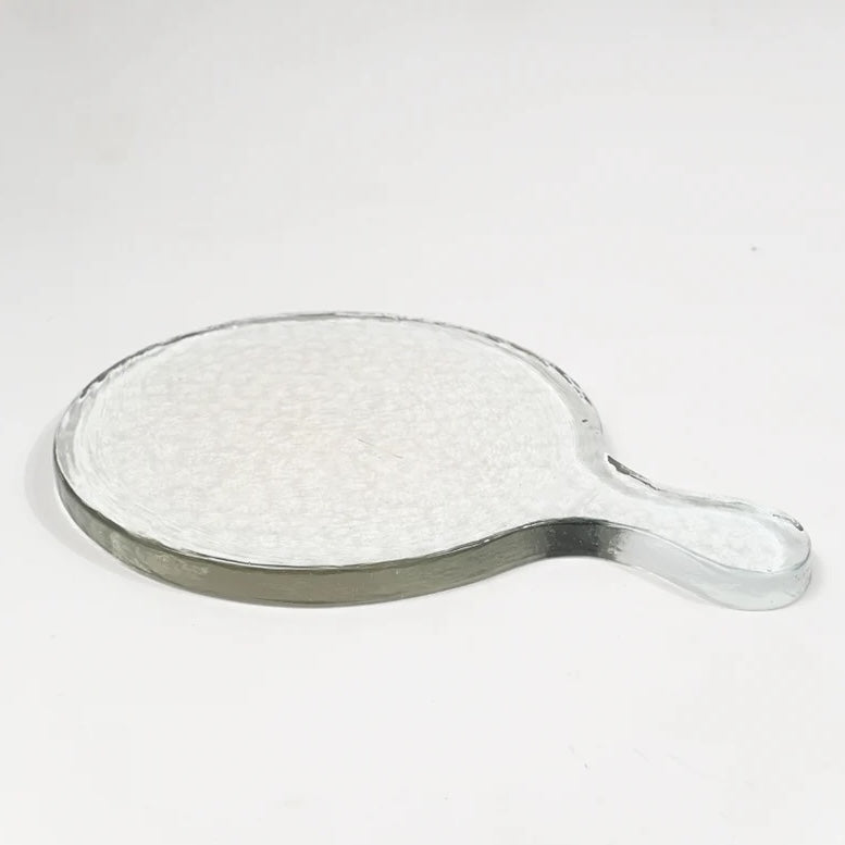 Hammered Glass Round Serving Board | Clear