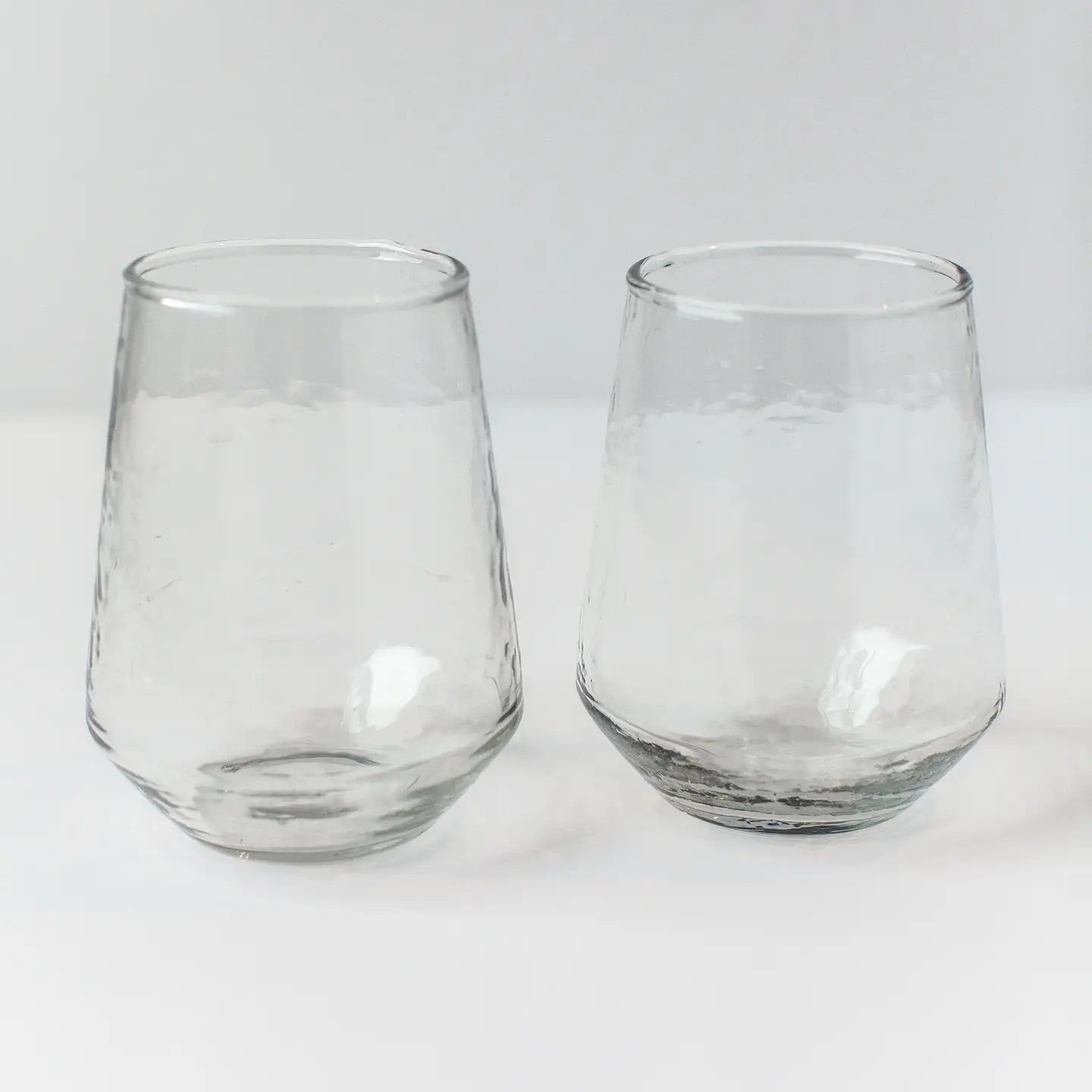 Handblown Hammered Glass Water Tumbler | Set of 2 | Clear