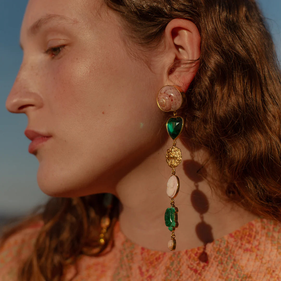 GRAINNE MORTON GREEN HEART AND STAR EARRINGS