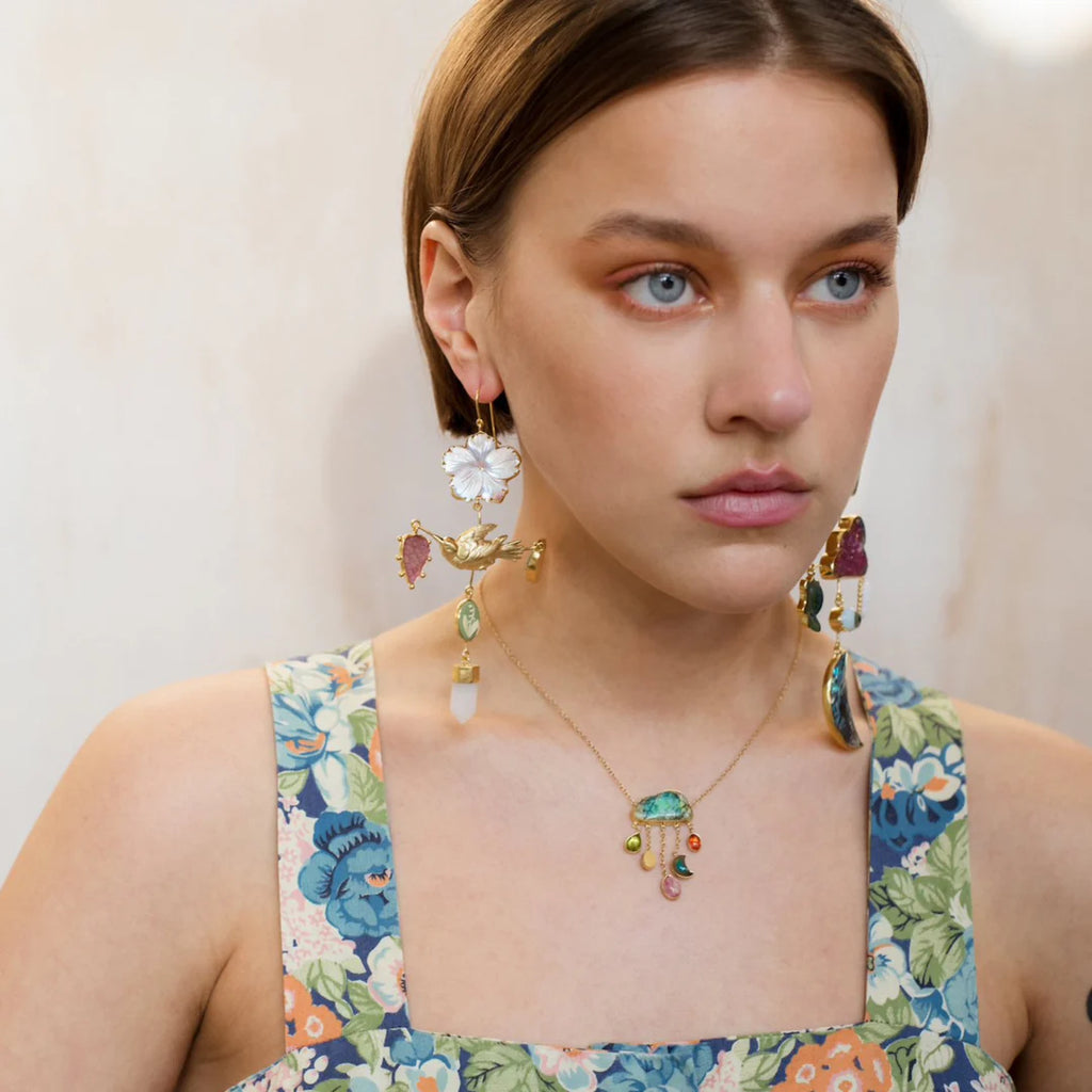 GRAINNE MORTON, CLOUD AND RAIN CHAIN DROP NECKLACE, Opal