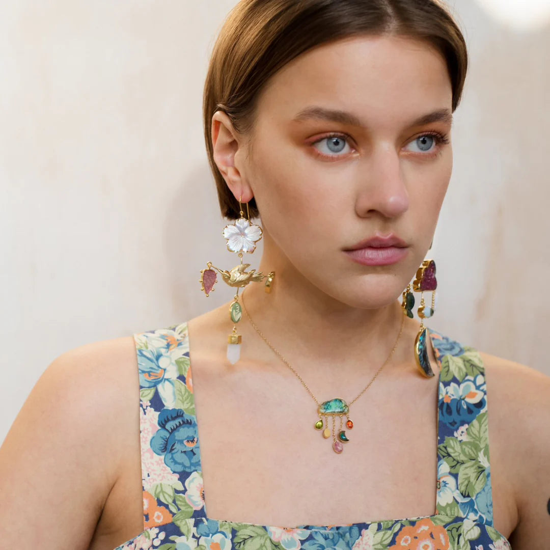GRAINNE MORTON, CLOUD AND RAIN CHAIN DROP NECKLACE, Opal