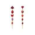 GRAINNE MORTON, FIVE CHARM VICTORIAN DROP EARRINGS, Red