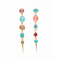 GRAINNE MORTON, FIVE CHARM VICTORIAN DROP EARRINGS, Amazonite/pearl/turquoise