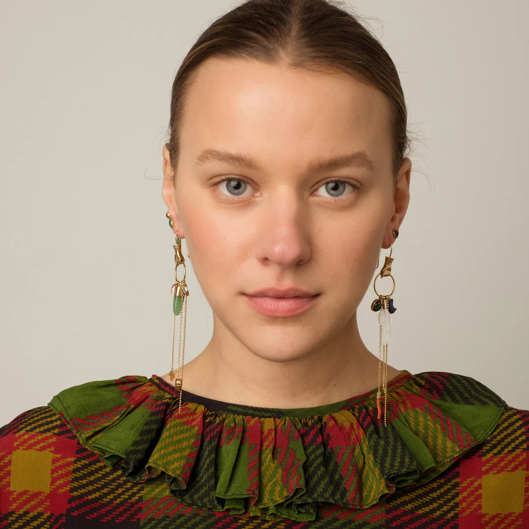 GRAINNE MORTON, HAND MULTI DROP CHARM EARRINGS