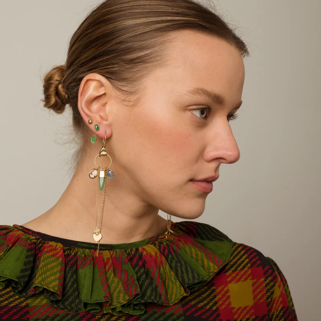 GRAINNE MORTON, HAND MULTI DROP CHARM EARRINGS