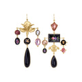 GRAINNE MORTON ORCHID & ENAMEL FLOWER DROP EARRINGS