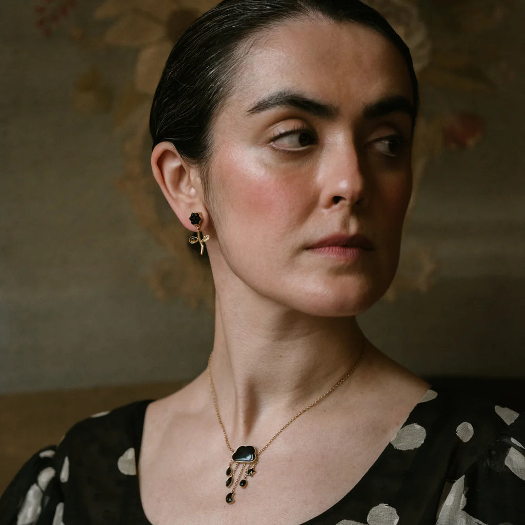GRAINNE MORTON, CLOUD AND RAIN CHAIN DROP NECKLACE, Black