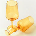 Handblown Hammered Wine Glasses | Set of 2 | Amber
