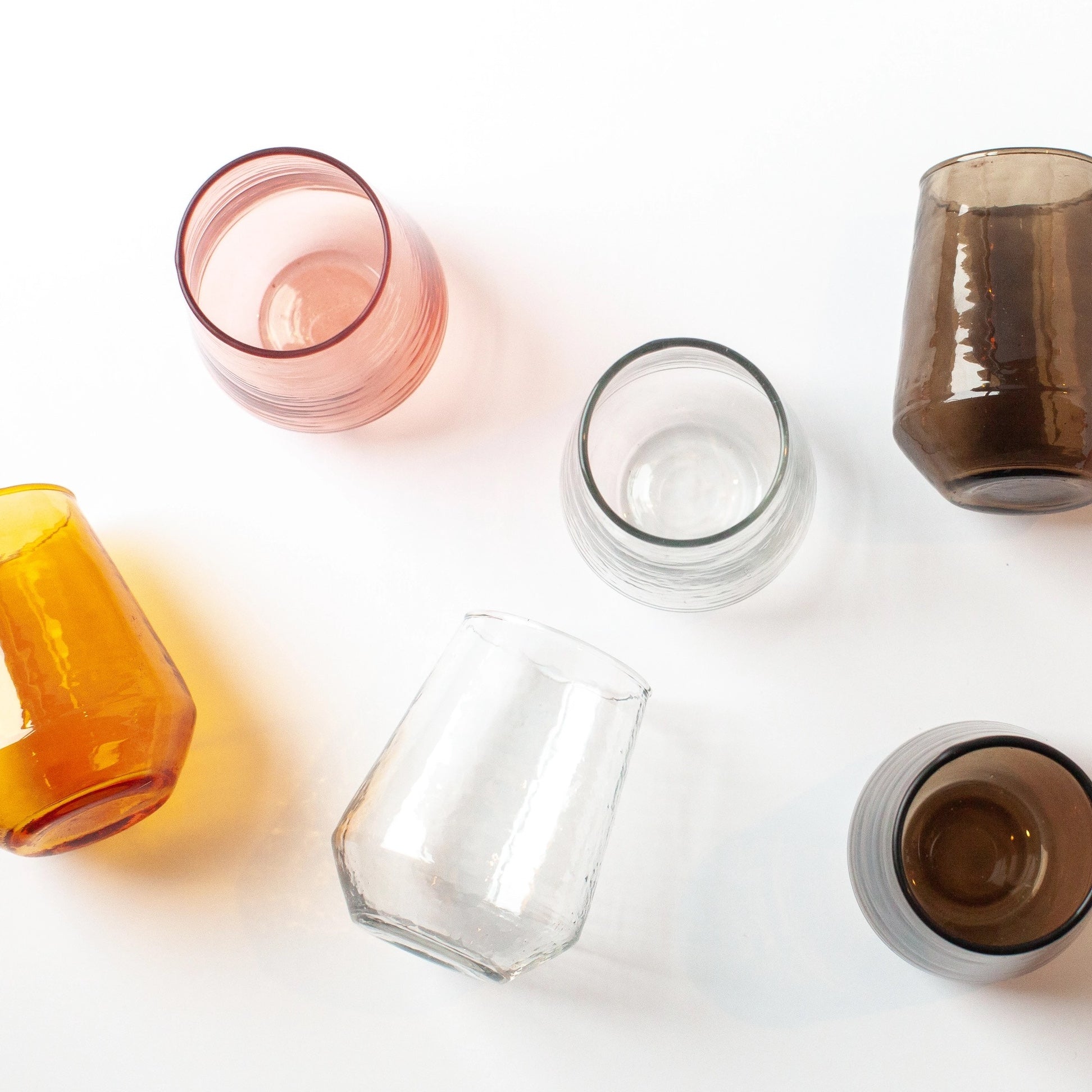 Handblown Hammered Glass Water Tumbler | Set of 2 | Blush