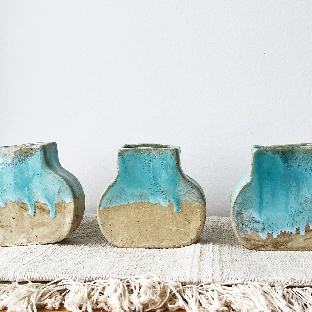 Eli.C Studio | Flat Vase | Pinstripe Geometric