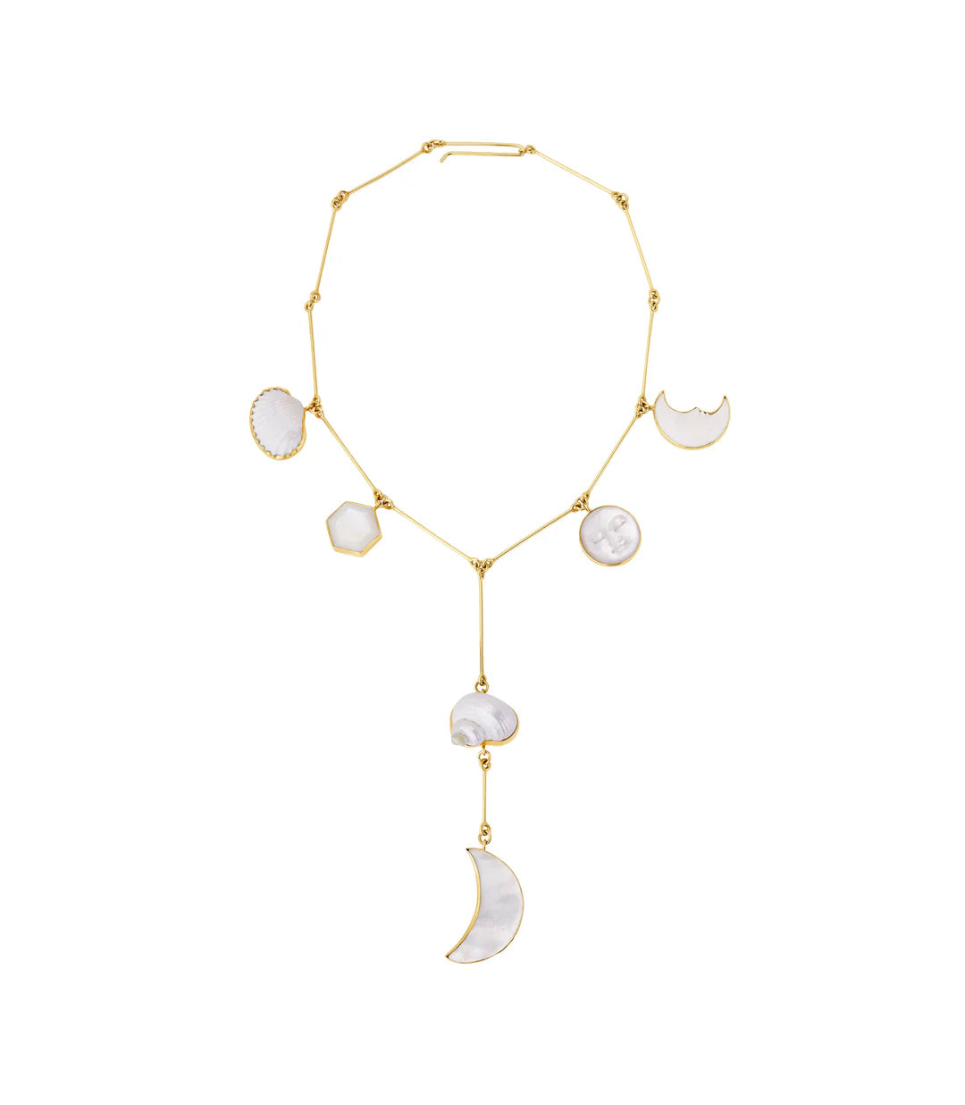 GRAINNE MORTON, PEARL AND MOON DROP NECKLACE