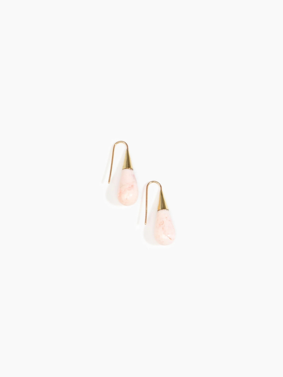 Dinosaur Designs Small Dew Drop Earrings, Shell Pink & Gold