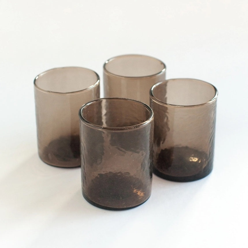 Handblown Hammered Glasses | Set of 4 | Smoke