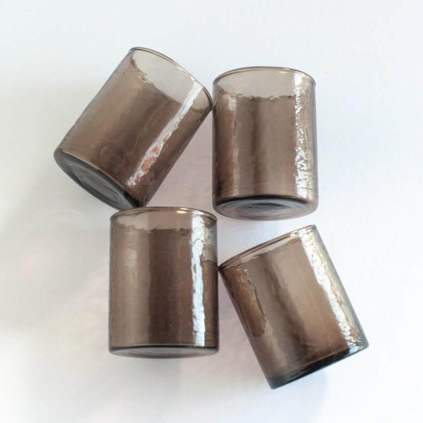 Handblown Hammered Glasses | Set of 4 | Smoke