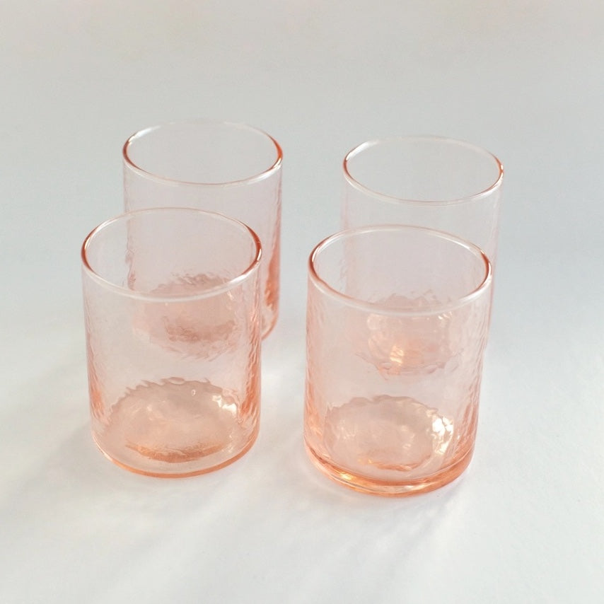 Handblown Hammered Glasses | Set of 4 | Blush